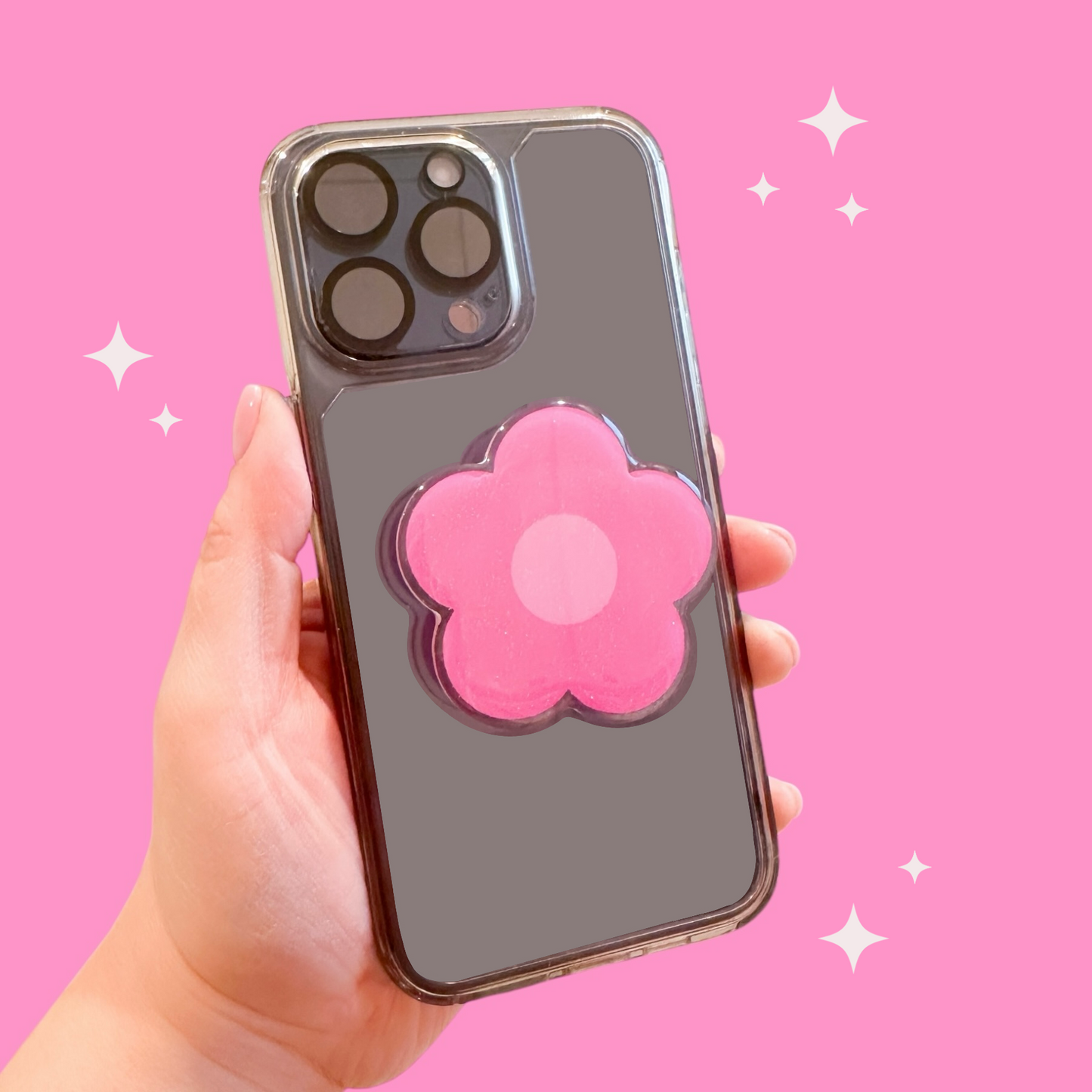 Pink Flower Phone Grip
