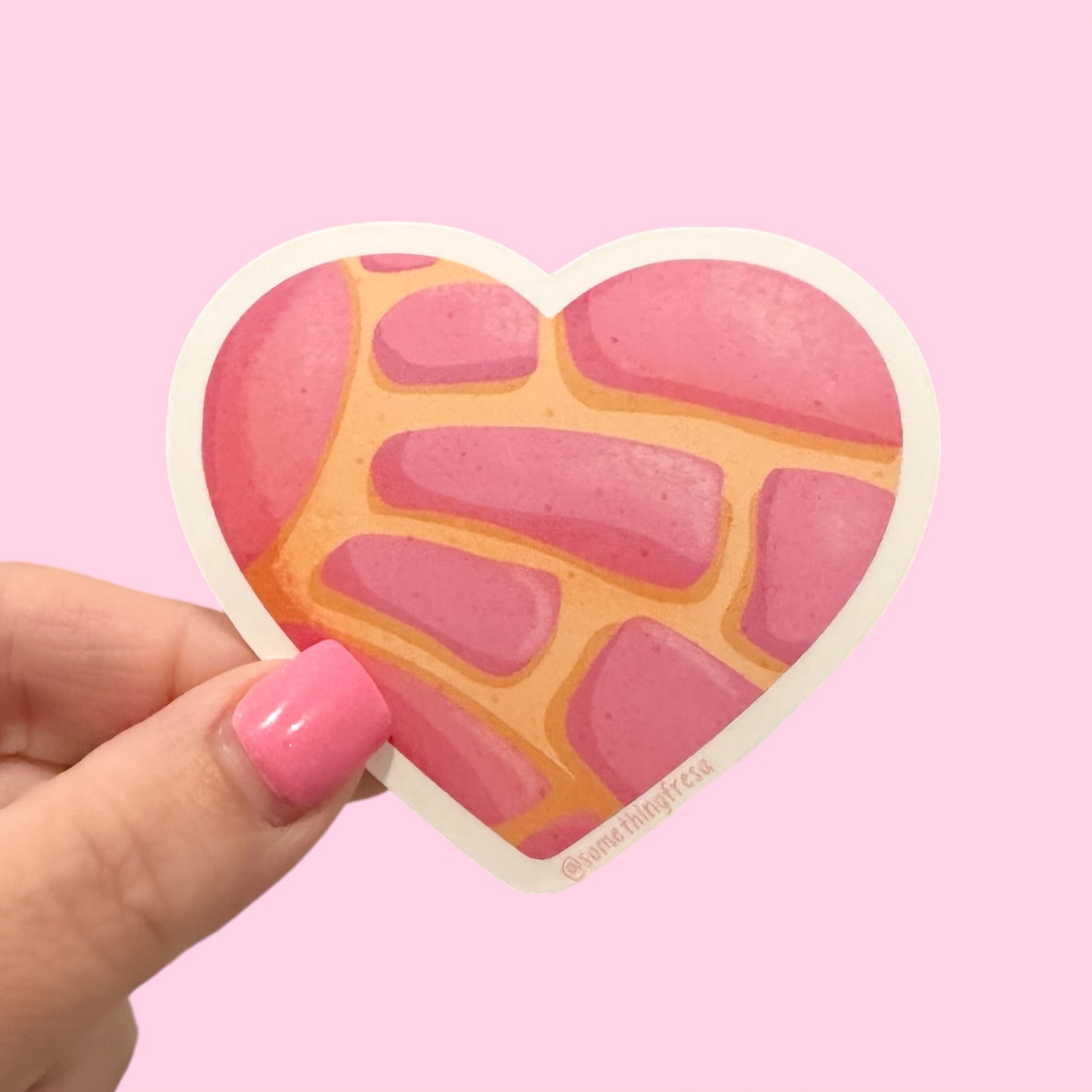 Pink Heart Concha Sticker