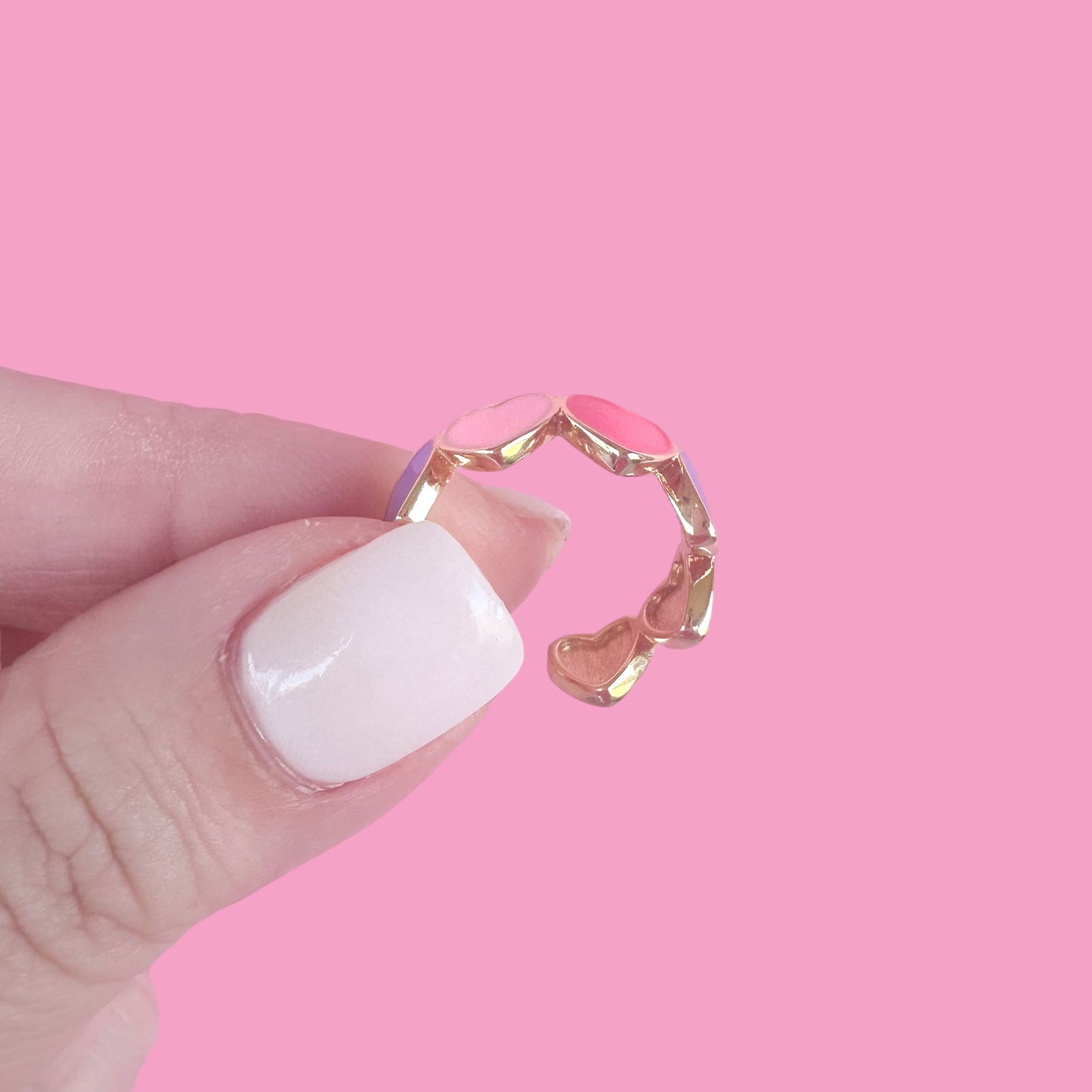 Pinks and Purple Hearts Ring