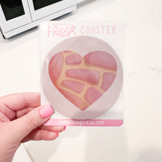 Pink Concha Corazón Coasters