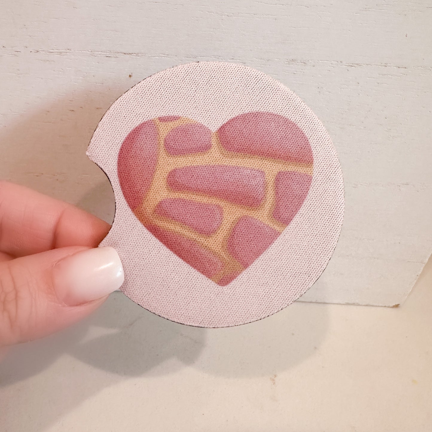 Pink Concha Corazón Car Coasters