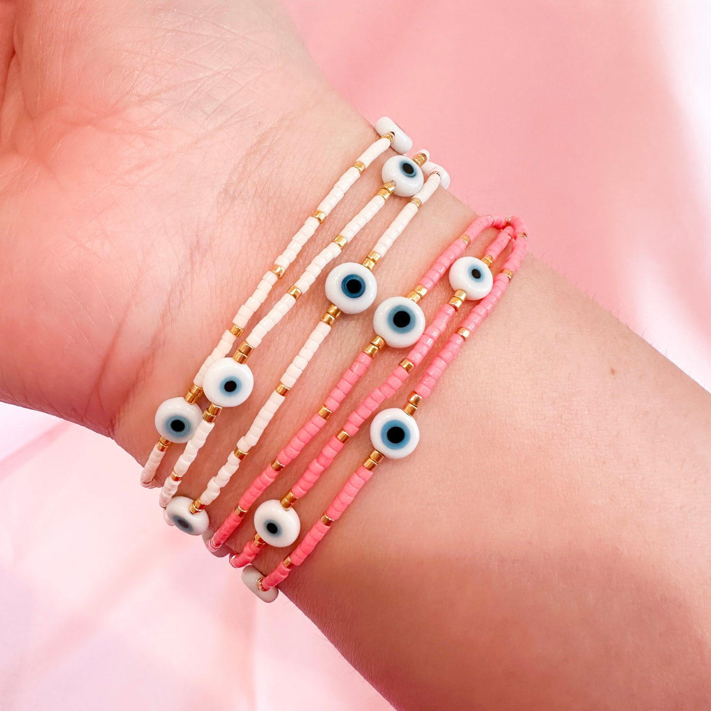 Pink Dainty Eye Bracelet