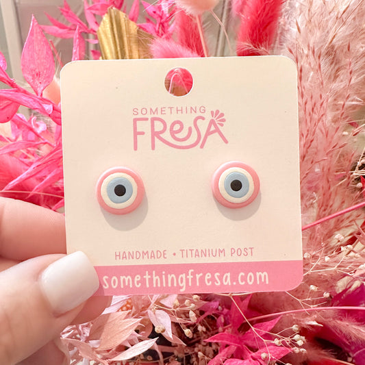 Pink Eye Studs