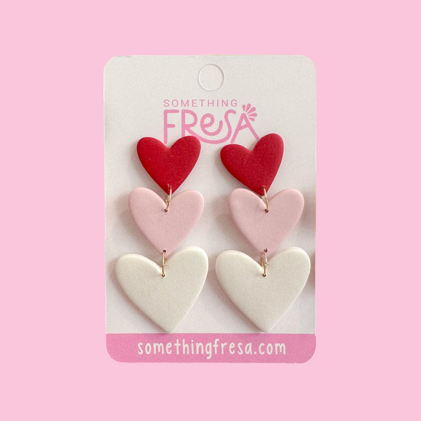 Three Heart Dangles (Red-Pink-White)