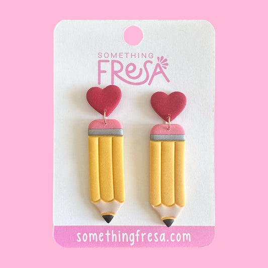 Pencil Earrings with Heart Top