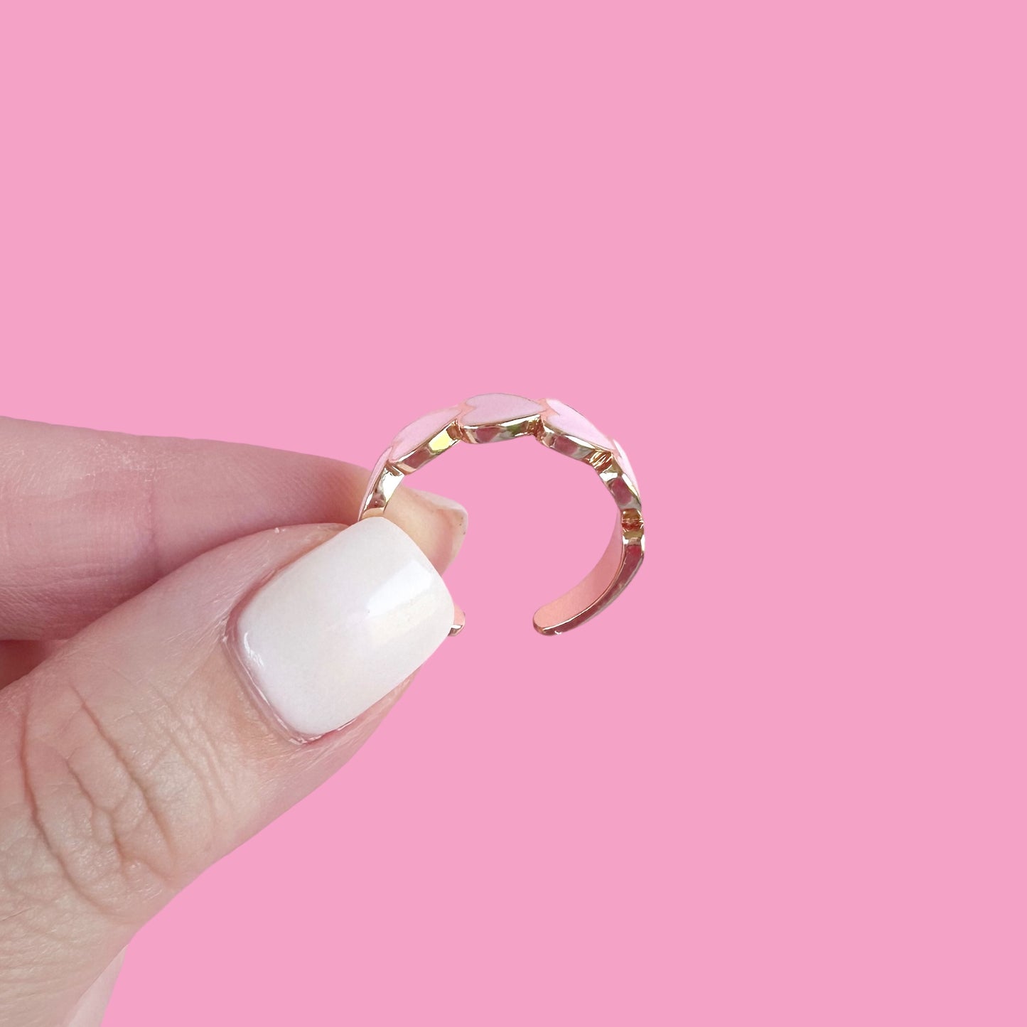 Light Pink Hearts Ring