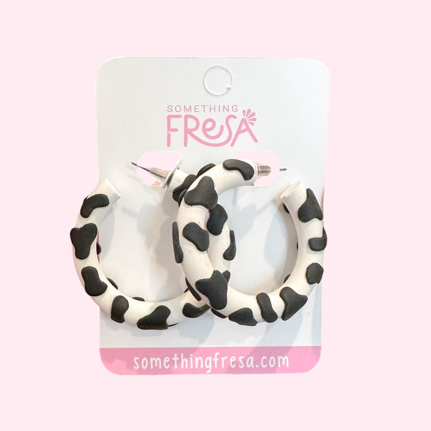 Cow Print Hoops