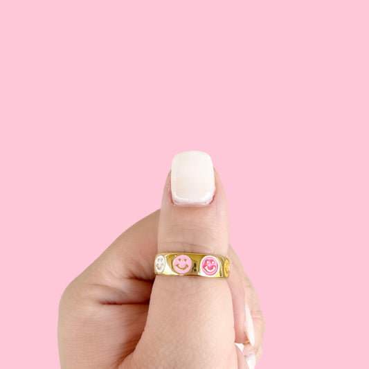 Colorful Happy Faces Ring