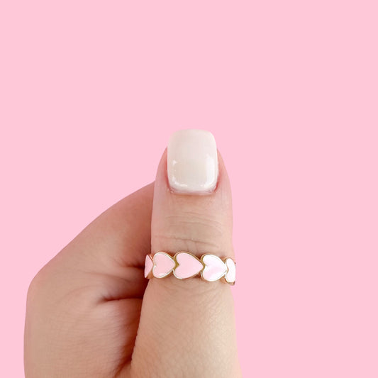 Light Pink Hearts Ring