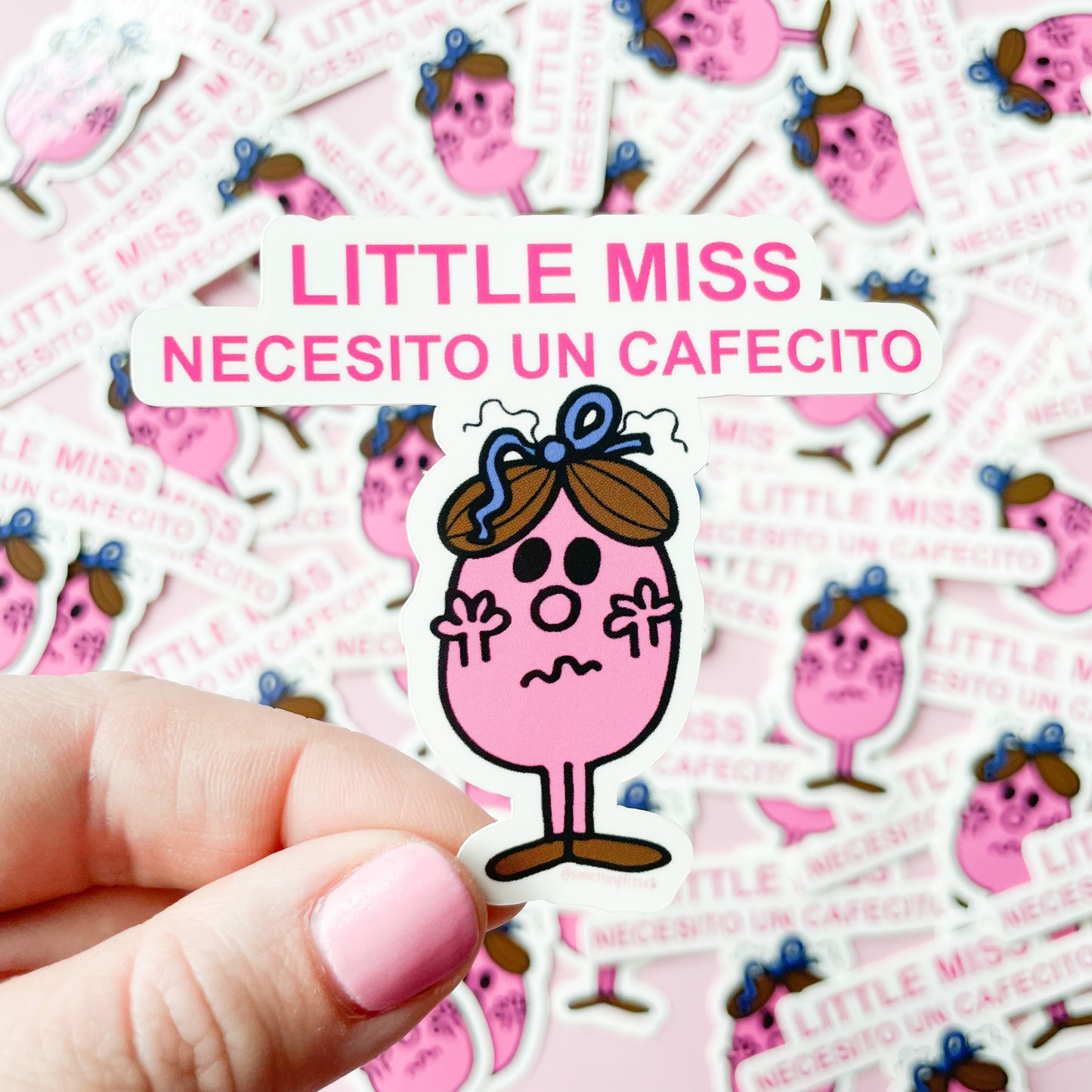 Little Miss Necesito un Cafecito Sticker