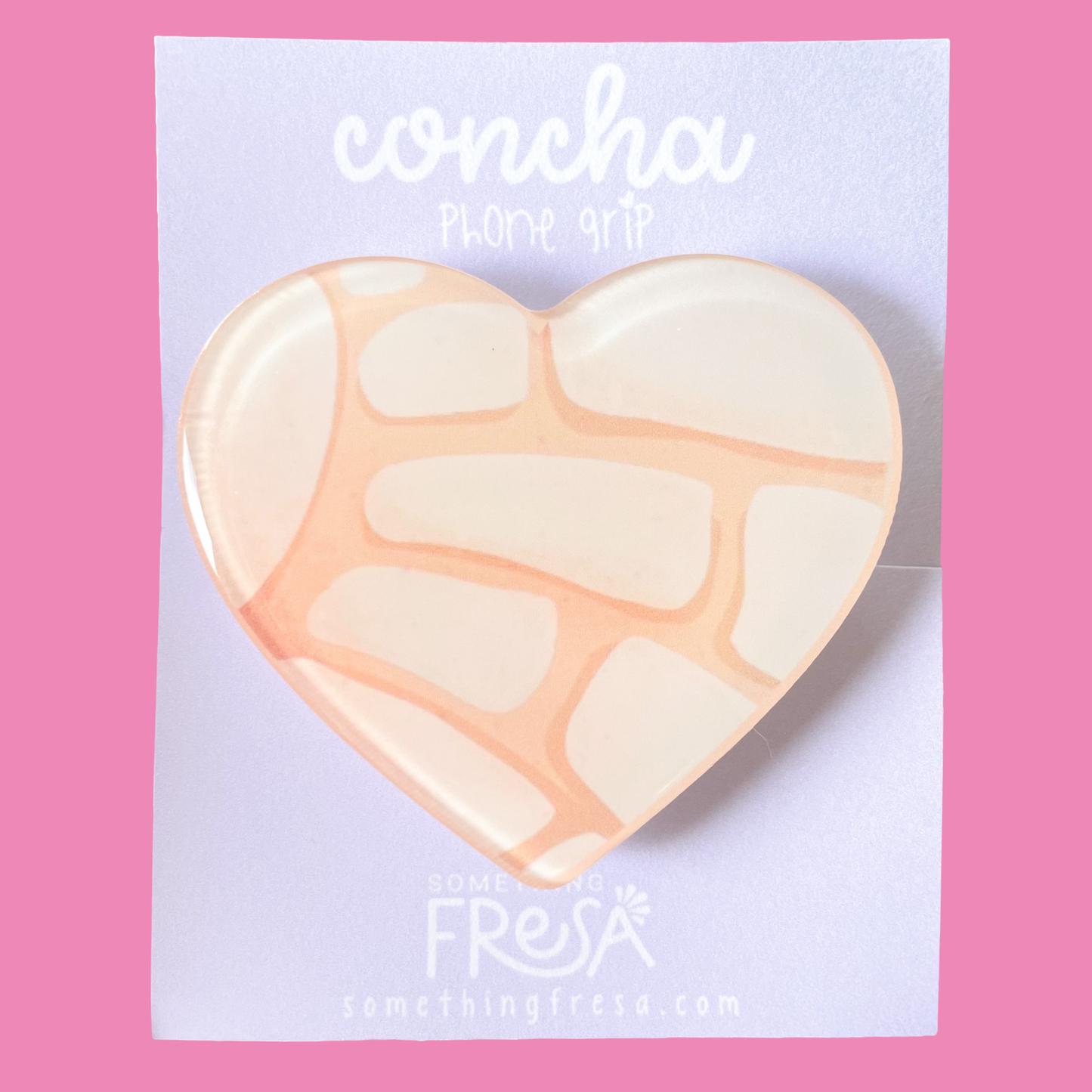 White Heart Concha Phone Grip