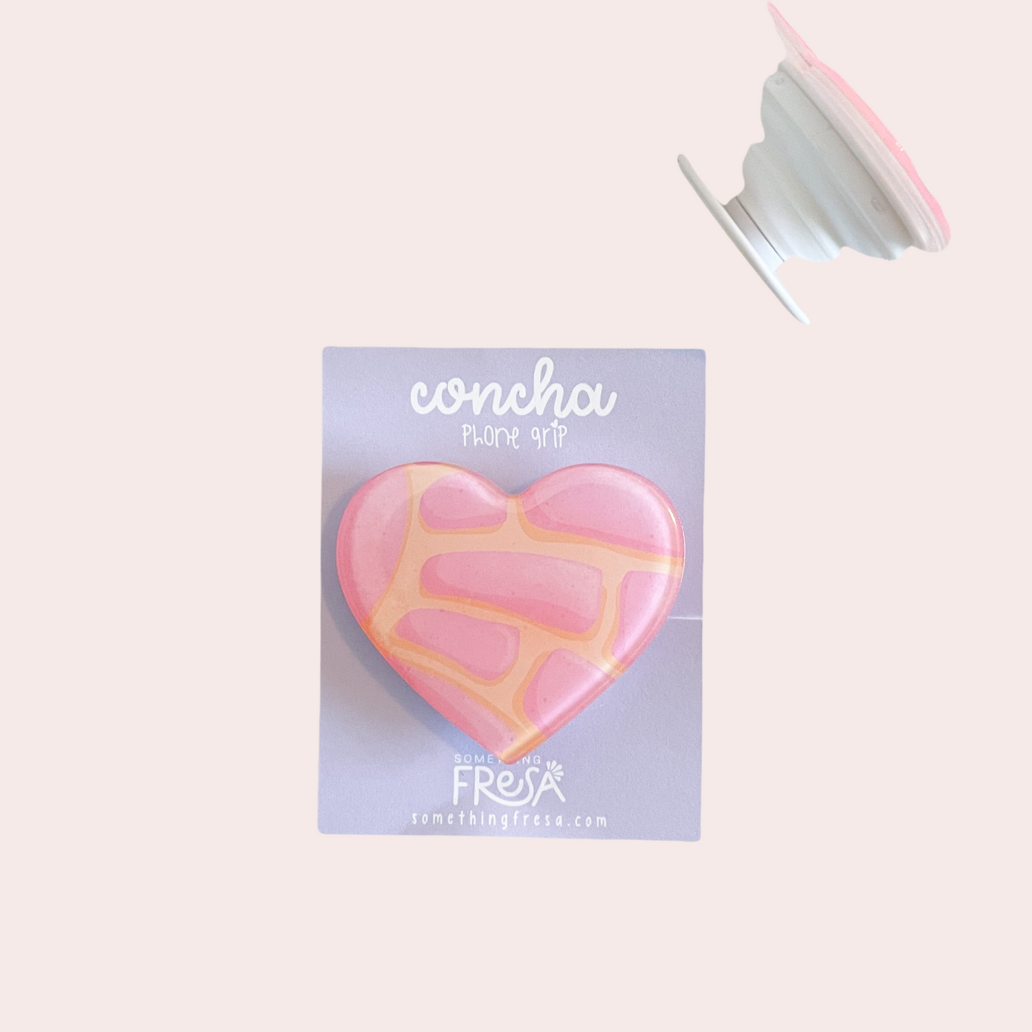 White Heart Concha Phone Grip